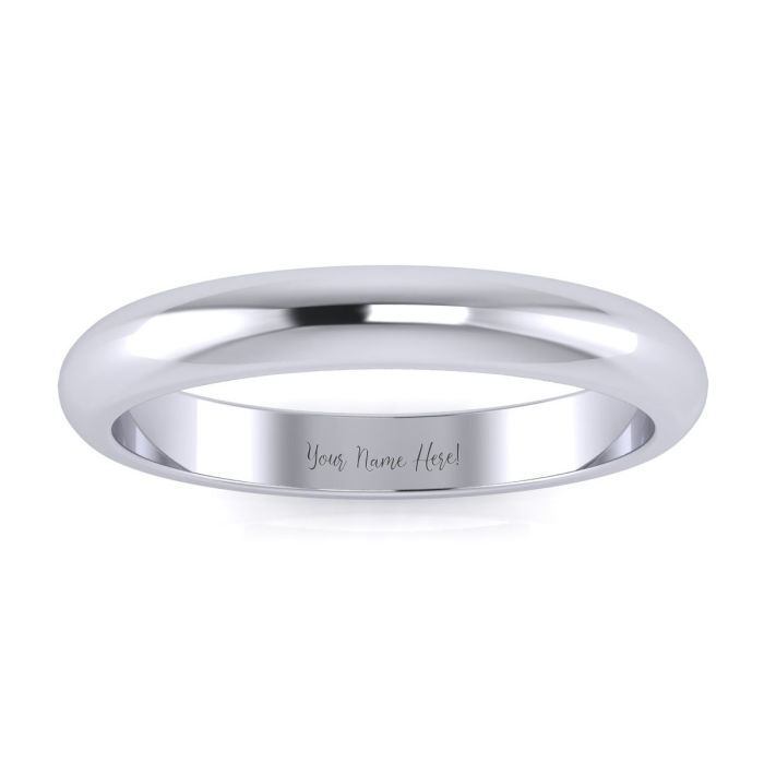 Wedding Bands 14K White Gold 3MM Ladies and Mens Wedding Band, Size 7